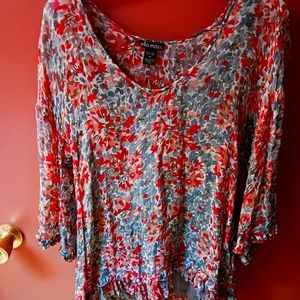 Ella Moss Silk Top with attached Grey tank top